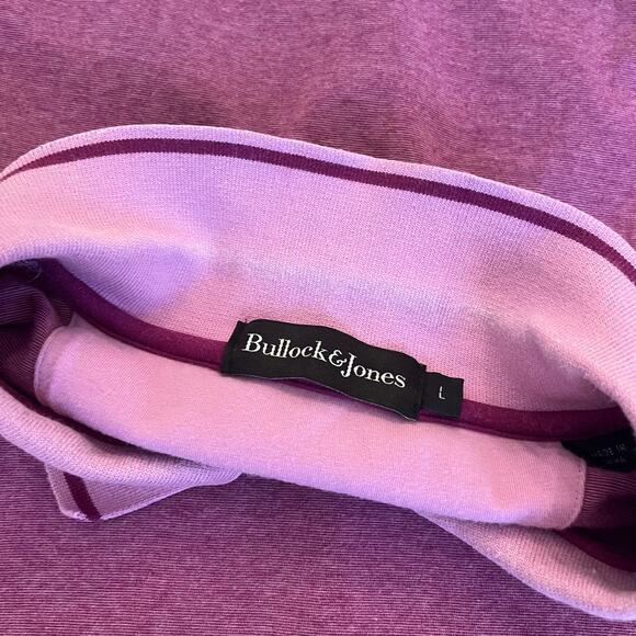 Bullock & Jones Quarter Zip Polo Mens Large Knit Cotton Stretch Purple Short Sle - Picture 11 of 11